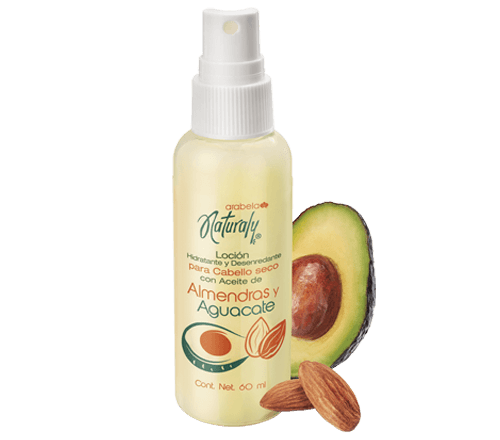 LOCION HIDRATANTE Y DESENREDANTE PARA CABELLO SECO CON ACEITE DE ALMENDRAS Y AGUACATE, 60 ml