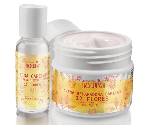 ARABELA NATURAL 12 FLORES:  SEDA CAPILAR Y  CREMA REPARADORA
